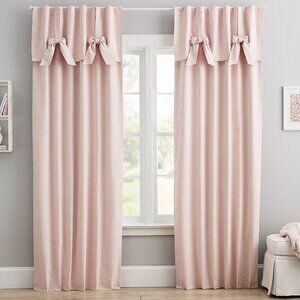 Pottery Barn Kids Bow Curtain Set of 2 - Evelyn Linen - 44"W x 84"L - Blush